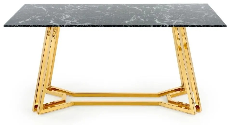 Jedálenský stôl Rivas, čierny mramor / zlatá