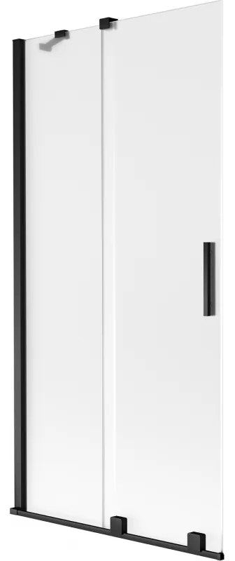 Mexen Velar, 2-krídlová posuvná vaňová zástena 90 x 150 cm, 8mm sklo námraza, čierna matná, 896-090-000-31-70