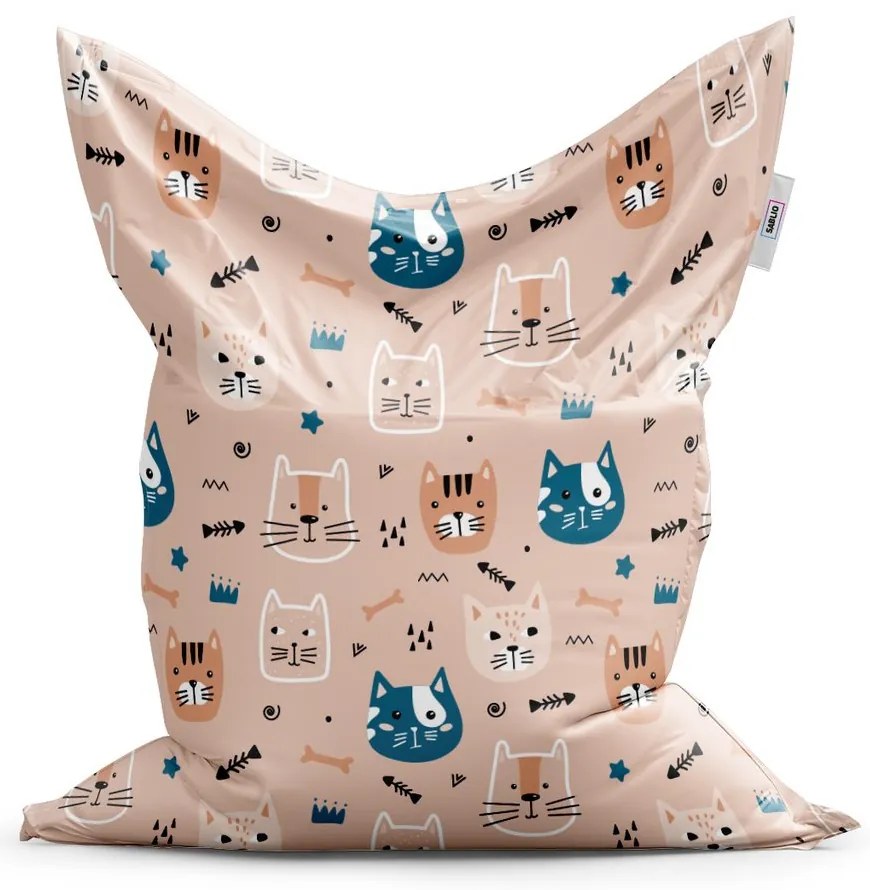 Sedací vak Classic farebné mačičky - detský, béžová