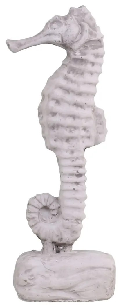 Šedá cementová dekorácia morský koník na podstavci - 8*6*17 cm