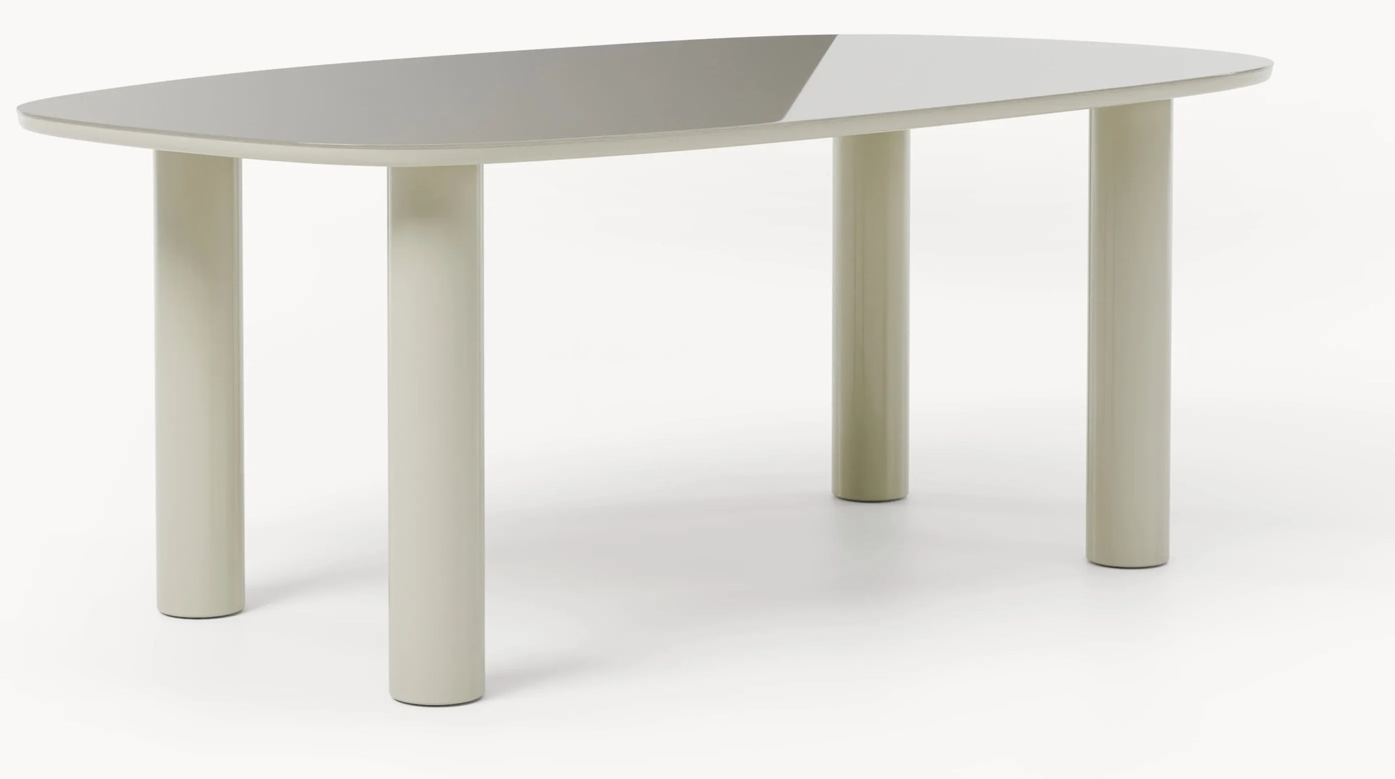 Jedálenský stôl v organickom tvare so sklenenou doskou Beni, 200 x 110 cm