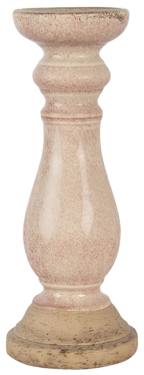 Svetlo ružový svietnik so zdobenou nôh - Ø 14 * 36 cm