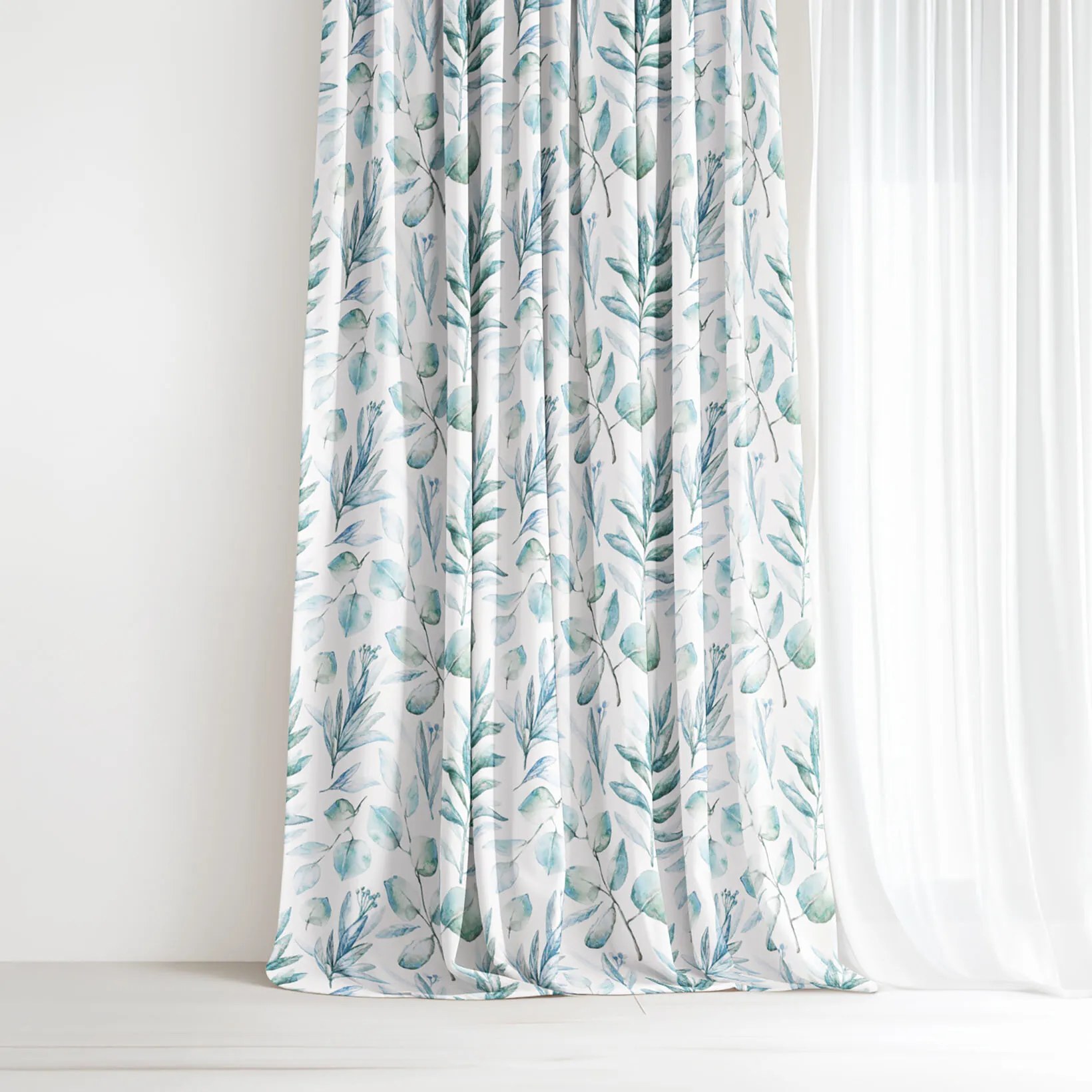 Goldea bavlnený záves deluxe - akvarelové lístky 140x160 cm