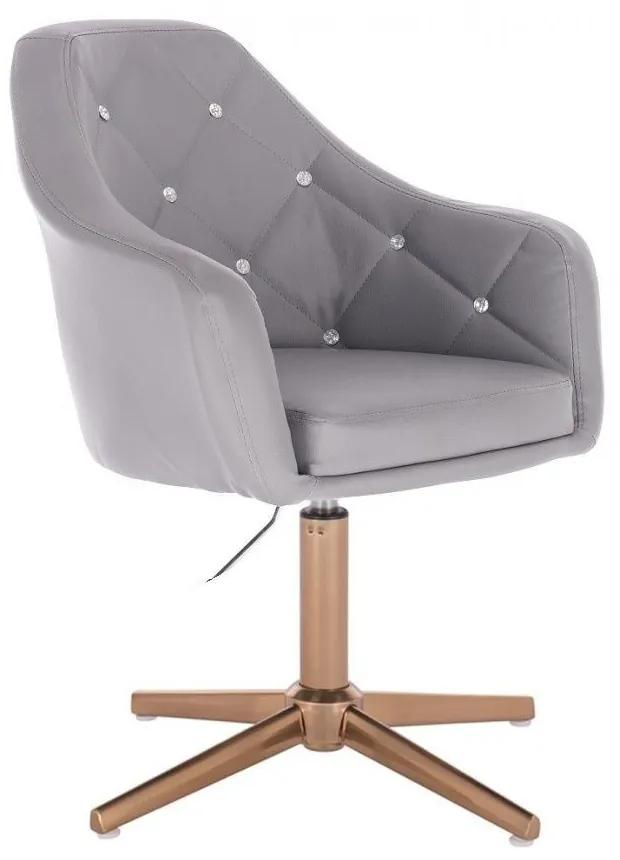 LuxuryForm DESIGN Kreslo ROMA na zlatom kríži - šedé