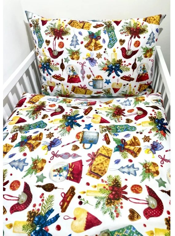 INTERMEDIC SK Vianočná posteľná obliečka do postieľky Christmas Toy 90x130/45x65 cm