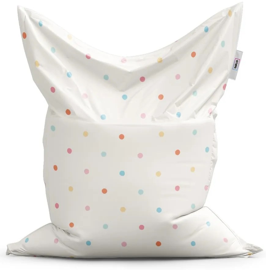 Sedací vak Classic farebné bodky na béžovej - detský, krémová