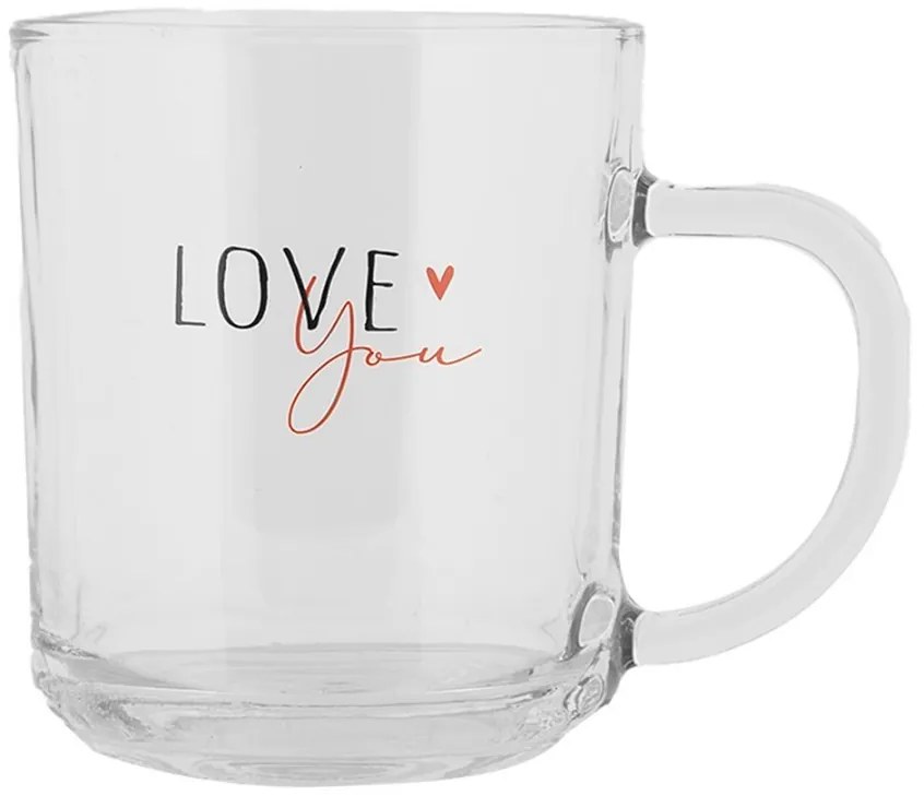 Sklenený hrnček Love you Heart & Smile - 11*8*9 cm / 200 ml