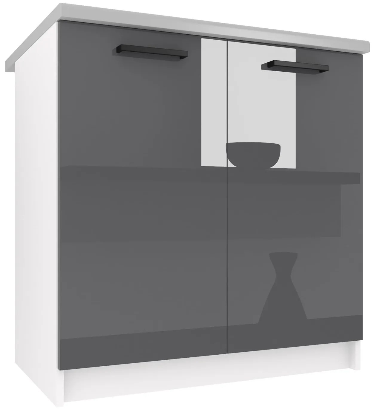 Kuchynská skrinka Belini spodná 80 cm šedý lesk s pracovnou doskou SD80/0/WT/S/0/B1