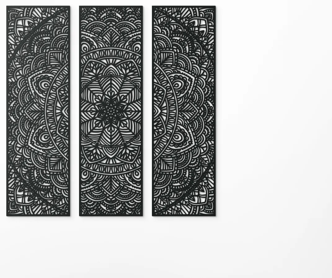 drevko Viacdielna mandala na stenu Unikát Rozmer obrazu: 133 x 132 cm, Farba dekorácie: Čierna