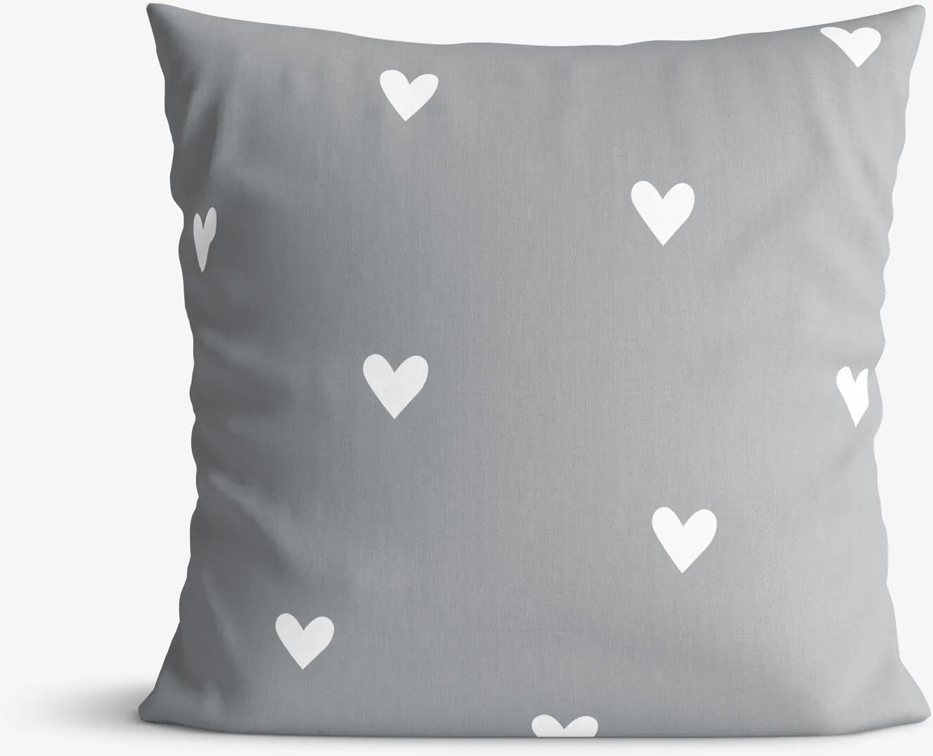 Goldea bavlnená obliečka na vankúš - srdiečka na sivom 40 x 40 cm