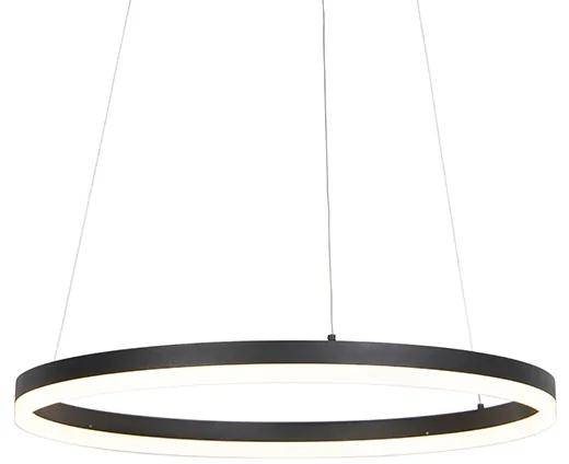 Dizajnové závesné svietidlo čierne 60 cm vrátane LED 3-stupňové stmievateľné - Anello