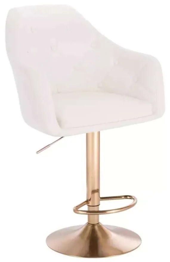 LuxuryForm DESIGN Barová stolička ANDORA na zlatom tanieri - biela