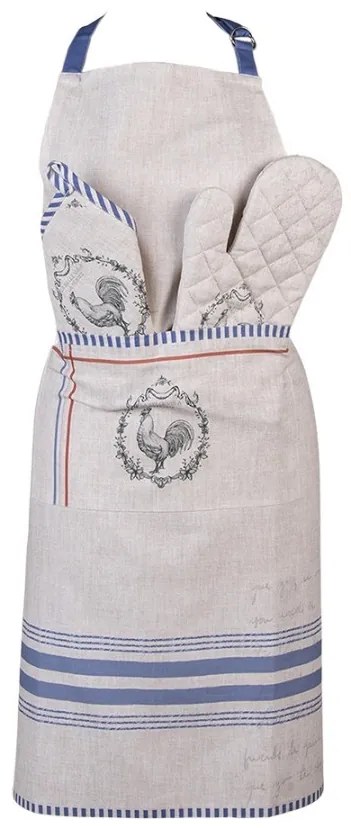 Béžová bavlnená zástera s kohútom Devine French Roster - 70*85 cm