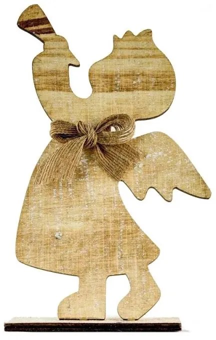 DECOLED Vianočný drevený anjel, 10x20 cm