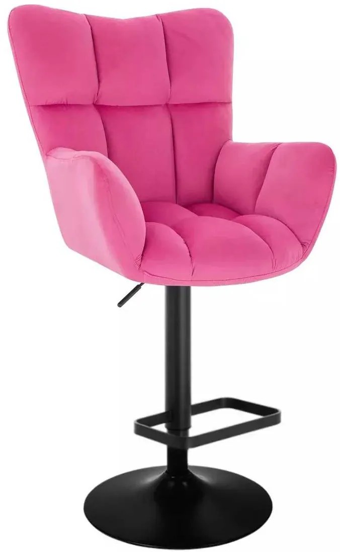 LuxuryForm DESIGN Barové kreslo AURORA VELUR na čiernom tanieri - tmavo ružové