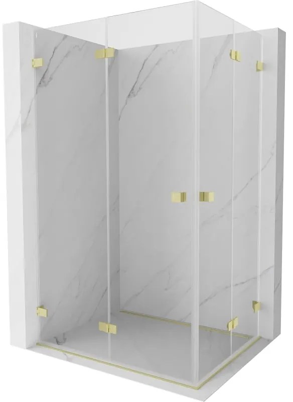 Mexen Lunar-F Duo, skladací sprchový kút 100 x 95 cm, 8mm číre sklo, zlatý matný profil, 836-100L-095P-55-00