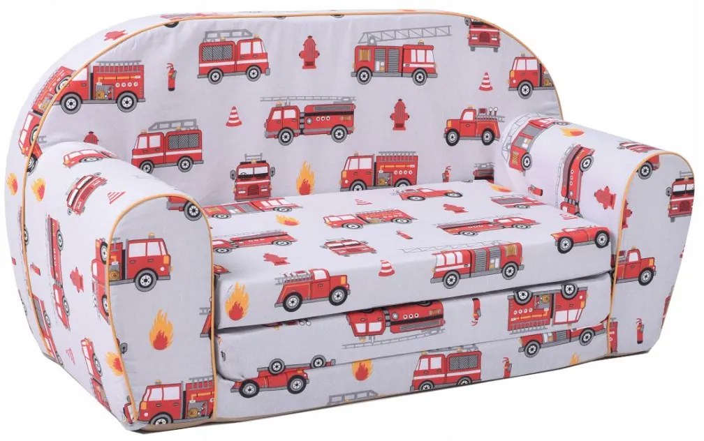 Detská rozkladacia MINI pohovka Hasiči - šedá
