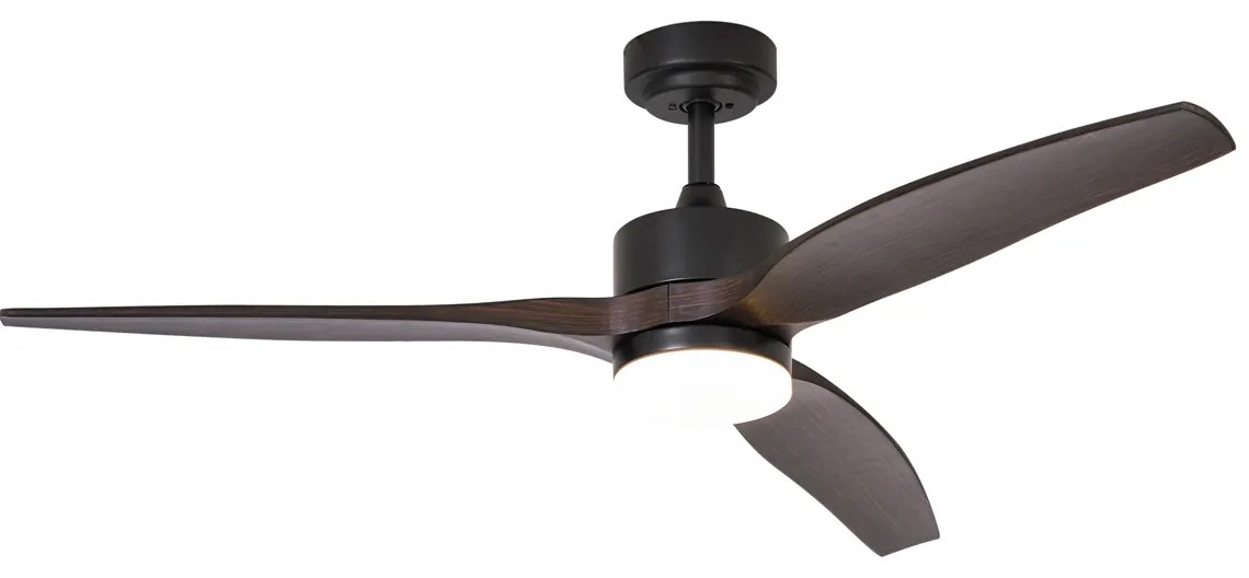 Stropný ventilátor čierny s drevenou potlačou 132 cm vrátane LED stmievateľný s diaľkovým ovládaním - Joly