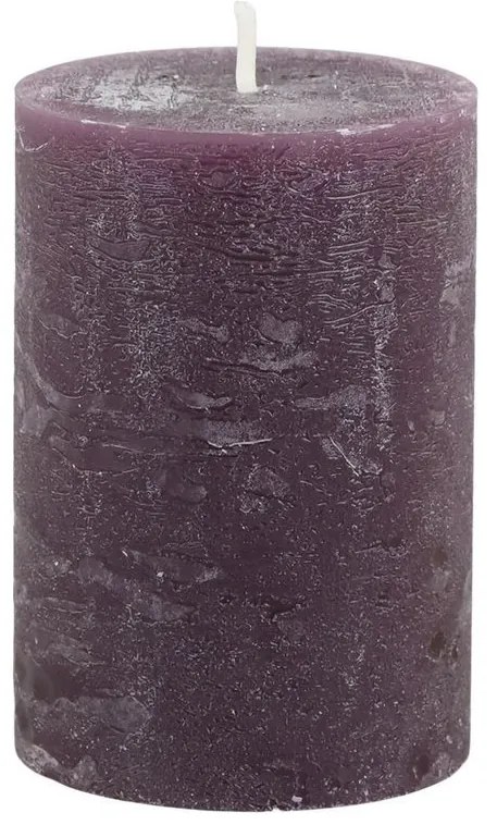 Fialová široká sviečka Macon Rustic plum - Ø 7*10cm/ 40h