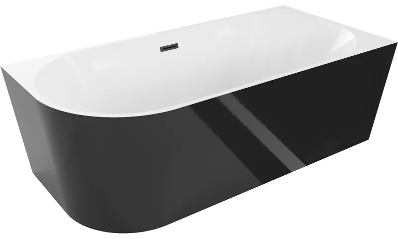 Mexen Mia, rohová voľne stojaca vaňa, pravá, 170 x 80 cm, biela-čierna, čierny matný prepad, 52691708075P-70