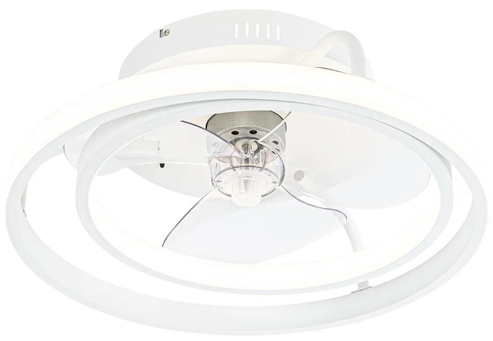 Stropný ventilátor biely 46,5 cm vrátane LED s diaľkovým ovládaním - Kees