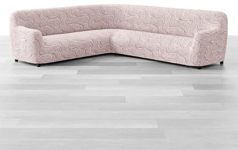 Bielastické poťahy BRILLANTE béžové rohová sedačka (š. 350 - 530 cm)