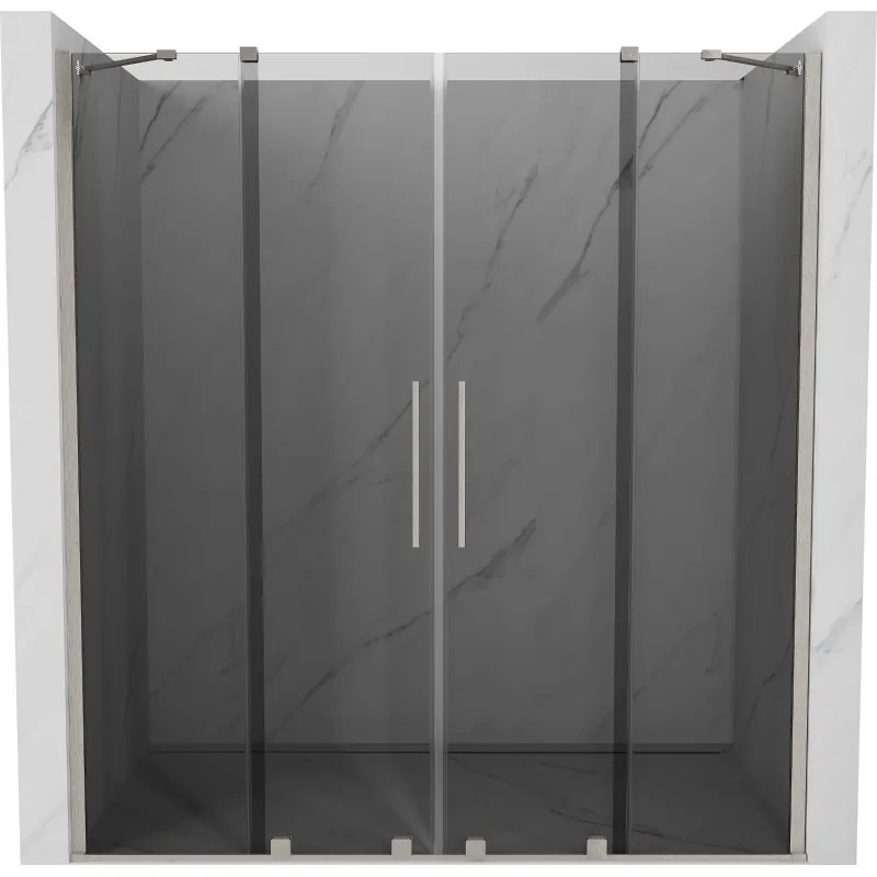 Mexen Velar Duo, posuvné sprchové dvere do otvoru 180 cm, 8mm šedé sklo, brúsená oceľ, 871-180-000-42-97