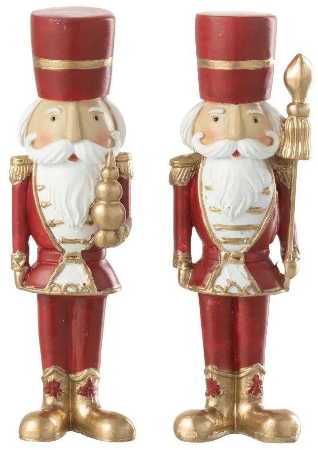 2ks červená vianočná dekoračná soška Luskáčik S - 4*3*15 cm