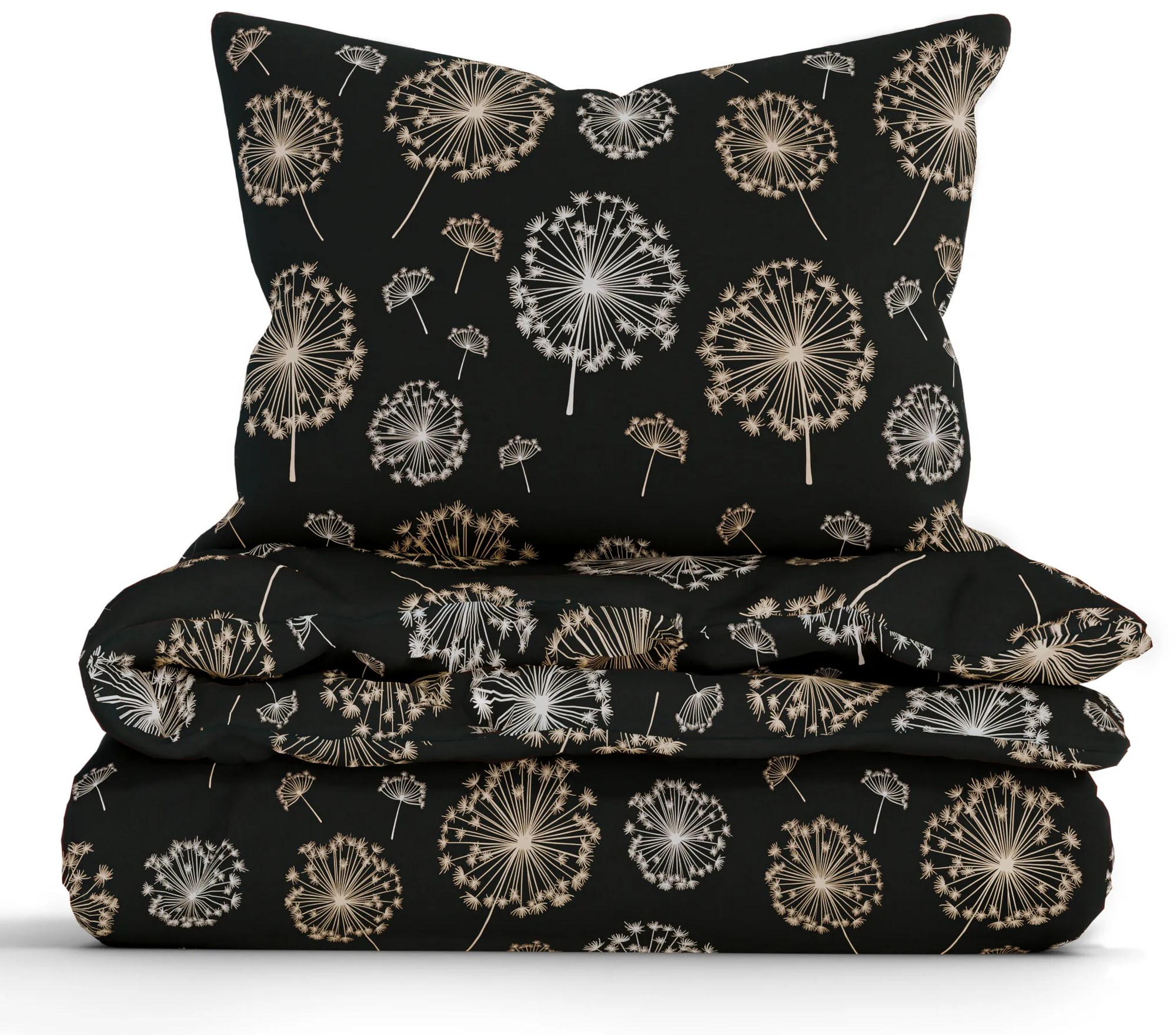 Predĺžené bavlnené obliečky Renforcé – Púpavy čierne