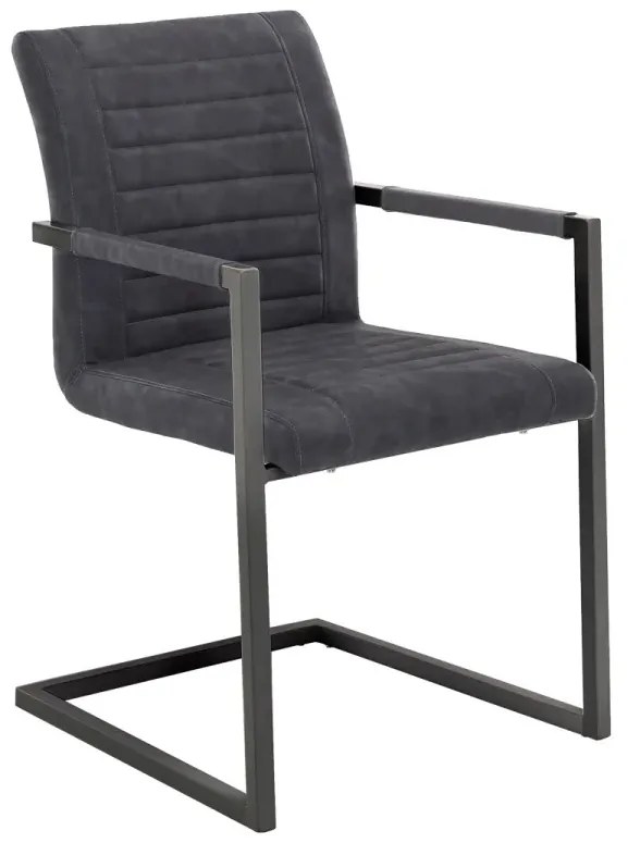 furniture-nabytek.cz - Sada 2 masívnych kresiel s podrúčkami Picton, umelá koža / kov, šedá/čierna