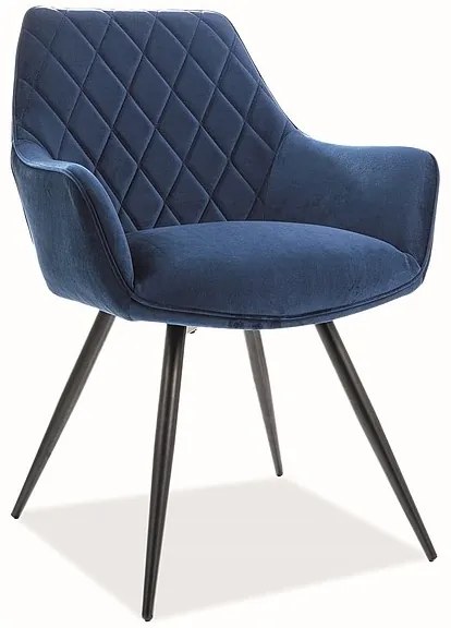 Jedálenská stolička Linea Velvet, modrá / čierna