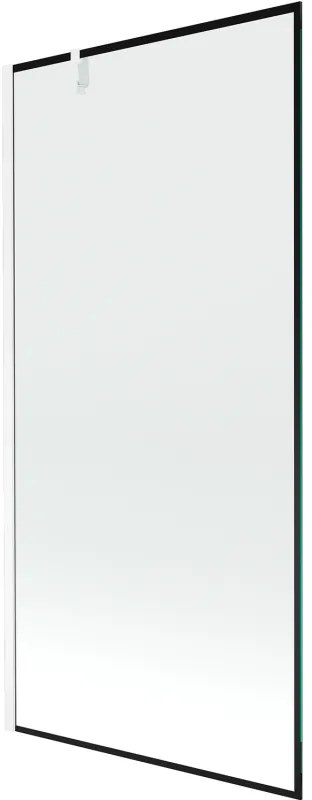 Mexen Next, vaňová zástena 1-krídlová 90 x 150 cm, fixné krídlo, 6 mm číre sklo s čiernym vzorom, biely profil, 895-090-000-00-70-20