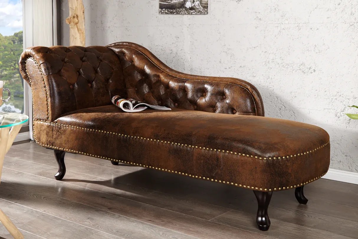 Leňoška CHESTERFIELD, Vintage, hnedá