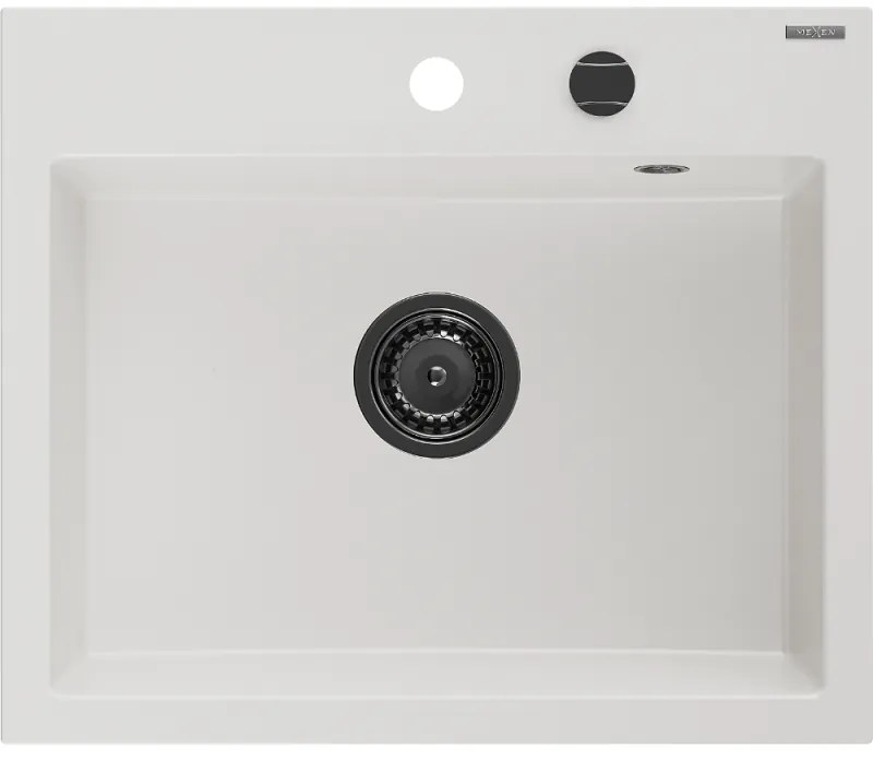 Mexen Oscar, 1-komorový granitový drez 580x490x205 mm, biela, 6519581000-20-B