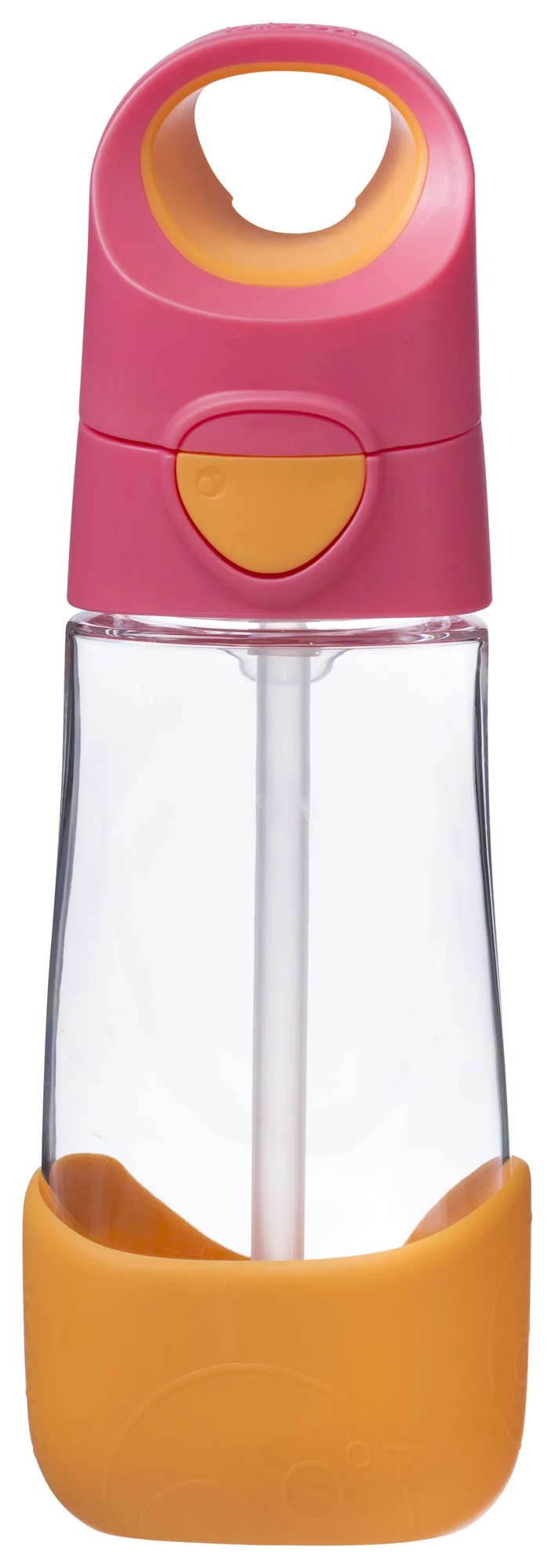 Fľaša na pitie so slamkou 450 ml - ružová/oranžová