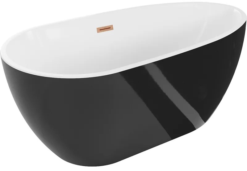 Mexen Eos, voľne stojaca vaňa 170 x 75 cm, biela-čierna, medený prepad, 52471707575-65