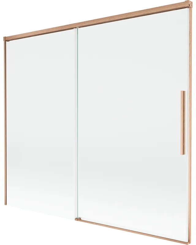 Mexen Rox, 2-krídlová posuvná vaňová zástena 180 x 150 cm, 8mm číre sklo, medený matný profil, 8C9-180-001-65-00