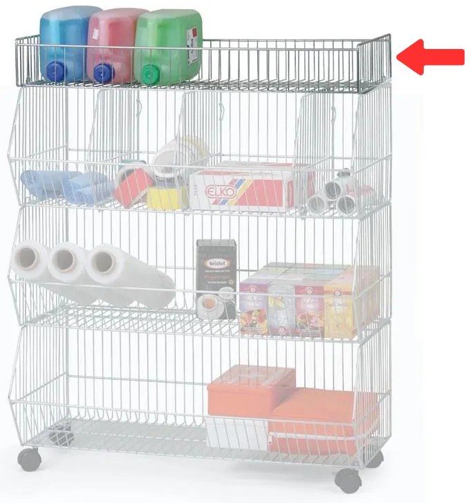 Horná drôtená police pre stohovacie koše, 900 mm