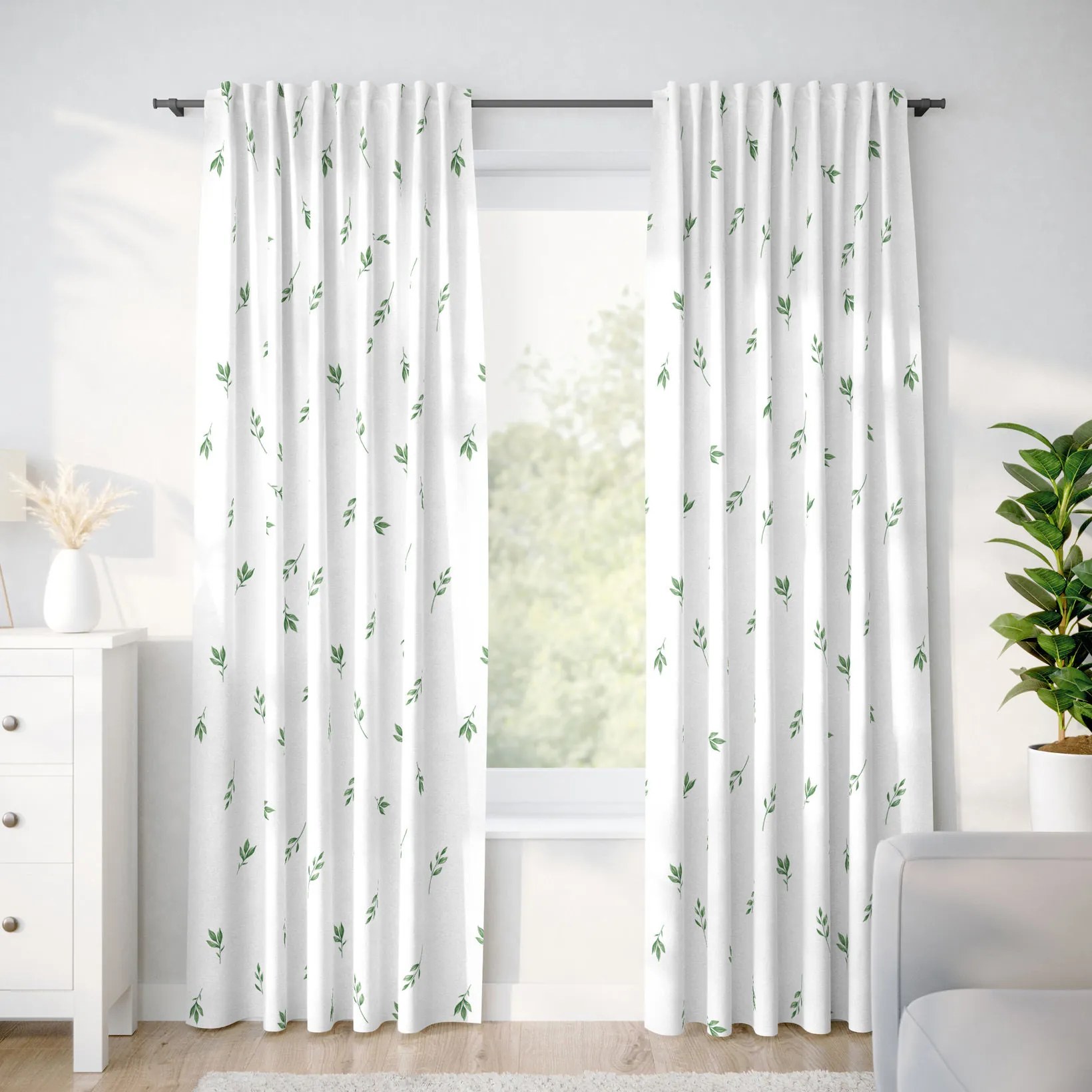 Goldea bavlnený záves - olivové lístky 160x150 cm