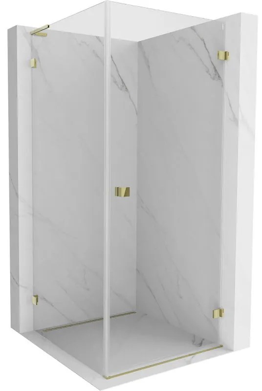 Mexen Lunar-B L výklopný sprchový kút pravý 70 x 70 cm, číre sklo, zlatá lesklá, 832L-070-070-50-00-P