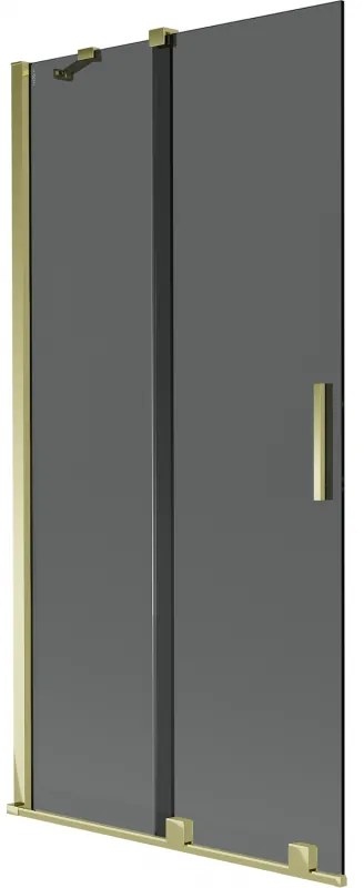 Mexen Velar, 2-krídlová posuvná vaňová zástena 90 x 150 cm, 8mm šedé sklo, zlatá lesklá, 896-090-000-41-50