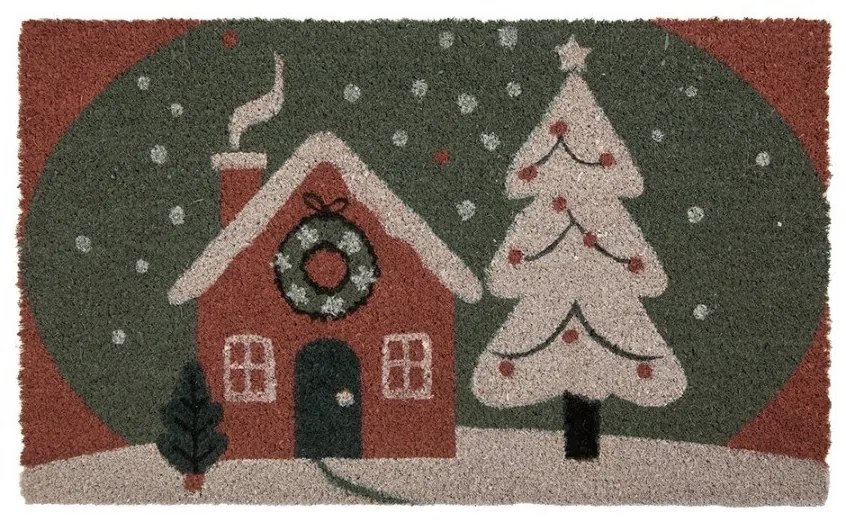 Kokosová rohožka s vianočnou chalúpkou - 75*45*1 cm
