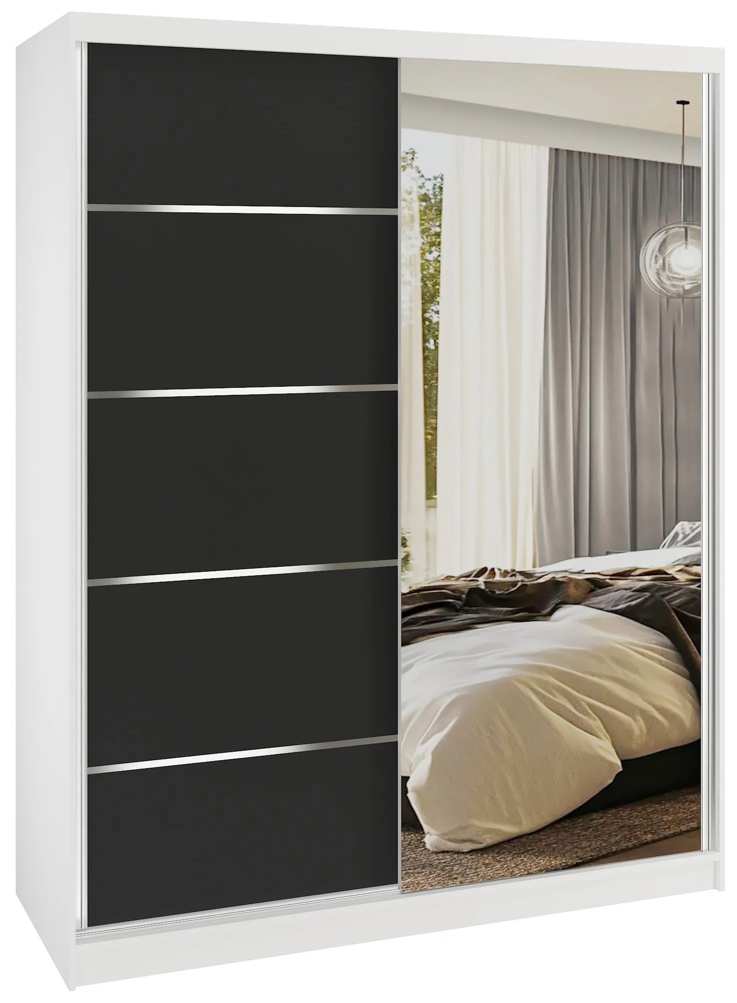 Šatníková skriňa SERENITY 133 cm čierny mat MBP SERENITY SZP6/0/W/B/0/HIAL
