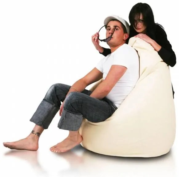 INTERMEDIC SK - Sedací vak Mega Sako z ekokože 135x85 cm | relaxačné a pôrodné kreslo, 335 l Farba: E02 - Krémová svetlá (ekokoža)