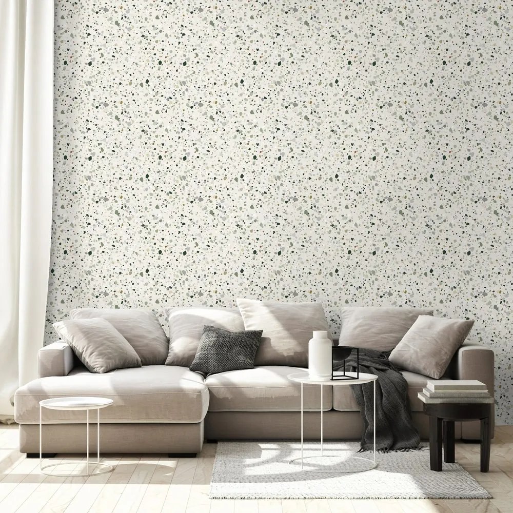 Tapeta jemný zelený terrazzo vzor