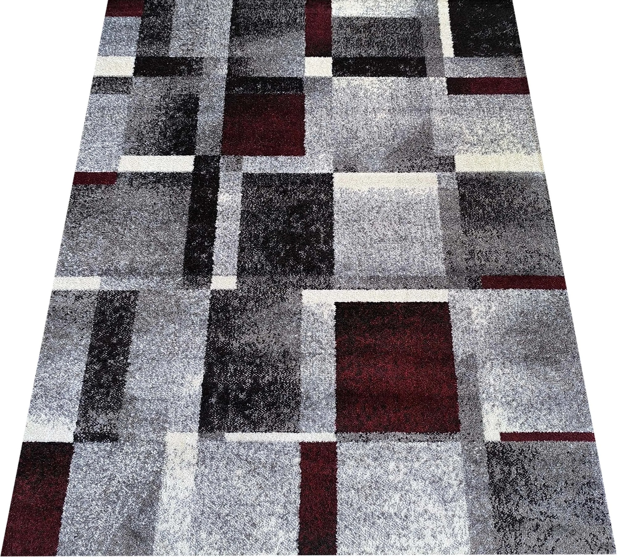 DY Sivo-červený koberec s geometrickým vzorom Otto 09 Rozmer: 120x170 cm