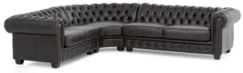 furniture-nabytek.cz - Masívna rohová sedacia súprava Chesterfield z pravej kože, hnedá