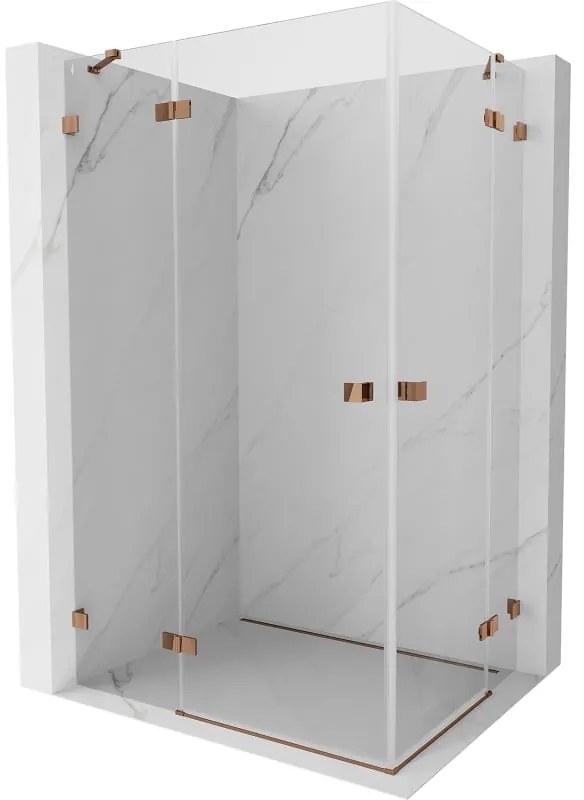 Mexen Lunar Duo, výklopný sprchový kút 85 x 70 cm, 8mm číre sklo, profil ružové zlato, 834-085L-070P-60-00