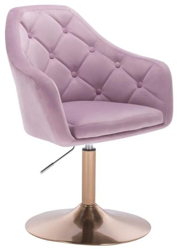 LuxuryForm DESIGN Kreslo ANDORA VELUR na zlatom tanieri - levanduľa