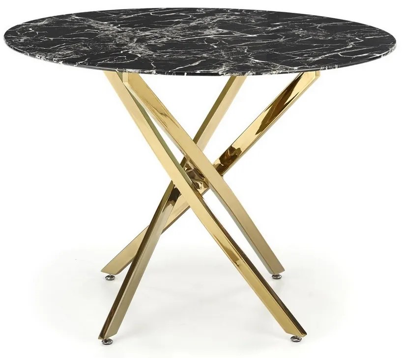 Jedálenský stôl Raymond 2, čierny mramor / zlatá